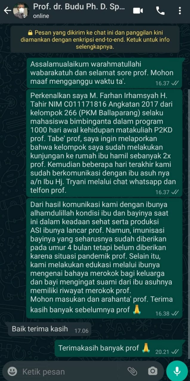 Konsultasi ke Pembimbing mengenai Keadaan Ibu dan Bayinya